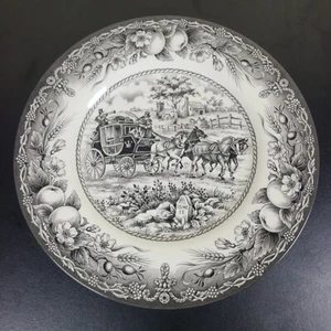 1-Pc Royal Stafford Black 8.5" Salad Plate - Coaching Scene - Replacement - Picture 1 of 2