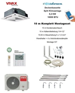 VIVAX Deckenkassette 18000 BTU + 10 m Komplett Montageset Split Klimaanlage A++ - Bild 1 von 10