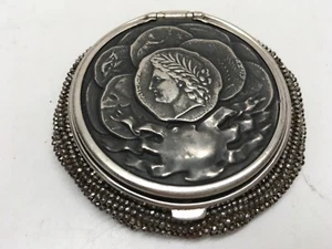 Antique VICTORIAN Pewter Lid Coin Purse - Cut Steel Beads - Patent March 25 1890 - Picture 1 of 7