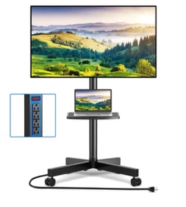 Mobiler TV-Wagen mit Steckdose, Rollbarer TV-Ständer für 23-60 Zoll LCD LED OLE... - Bild 1 von 7