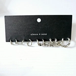 Urban Outfitters - Orecchini a cerchio in argento silenzioso + rumore confezione da 5 pezzi - Foto 1 di 5