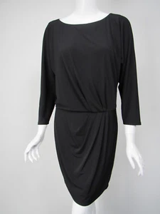 TRINA TURK Black Matte Jersey Bateau Neck Dolman Sleeve Draped Dress sz 6 - Picture 1 of 3