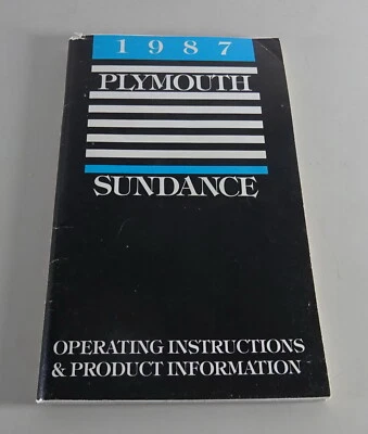 Manuale Dell'Owner / Manuale Plymouth Sundance Del 1987 - Immagine 1 di 2