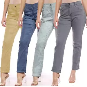 Pantalones de mezclilla de cintura alta para damas pantalones vaqueros pierna recta parte inferior delgada de trabajo - Imagen 1 de 25
