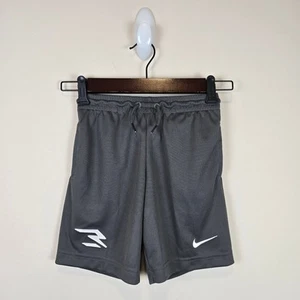 Nike 3Brand Badge Mesh Shorts Size M/6 Boys Iron Gray Elastic Waist - Picture 1 of 4