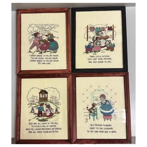 Nursery Rhyme Themed Cross Stitch Set of 4 Completed, Framed and Ready to hang - Picture 1 of 11