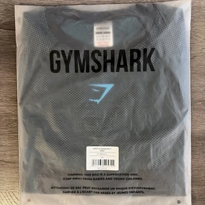 Gymshark Onyx 5.0 Seamless Short Sleeve T-Shirt  Black/Brand Blue Sz M - In Hand - Picture 1 of 3