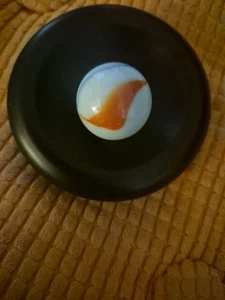 Vintage Akro Achat Peltier Kunst Wirbel Glas Marmor 18 mm rot weiß blau & gelb - Bild 1 von 3