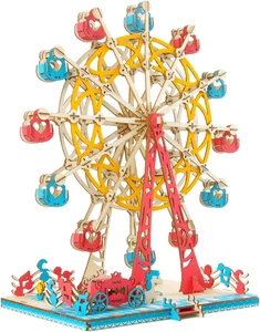 Puzzle 3D in Legno, Ruota Panoramica Fai-Da-Te, Kit Artigianale, Giochi per Bamb - Foto 1 di 12