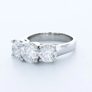 6.4 CT NATURAL DIAMOND F/SI1 ROUND CUT PLATINUM 4-PRONG CLASSIC ANNIVERSARY RING - Picture 1 of 3