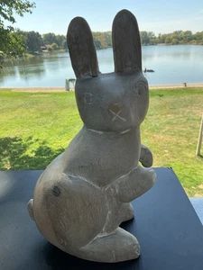 Ausgefallene primitive handgeschnitzte Holz Hase Figur ALT - Bild 1 von 19