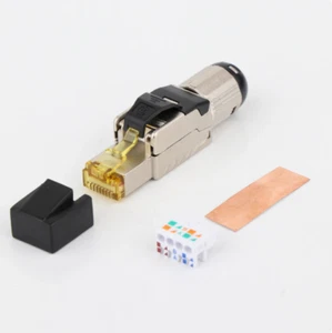 RJ45 Pass Through Ethernet Modular Plug Cable Connector End Cat 7 Cat 8 22-24AWG - Picture 1 of 6