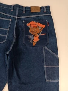 Pantalones de mezclilla azules rectos holgados Platinum Fubu Rudy para hombre talla 42 (42W X 32L) depósito de chatarra  - Imagen 1 de 16