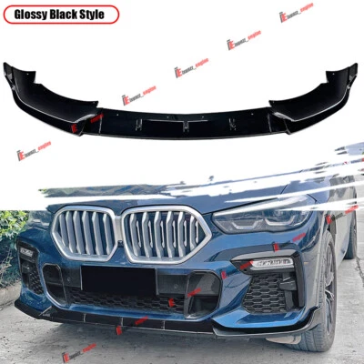 Labio divisor de alerón de parachoques delantero para BMW 2019-2023 X6 G06 M Sport negro brillante Foto 1 de 4