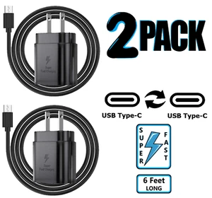 2 Pack Super Fast Charger 6ft Cable USB Cord for Galaxy A14 A15 A16 A25 A35 A55 - Picture 1 of 15