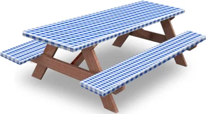 Picnic Table and Bench Fitted Tablecloth Cover, 3 Pack Set,Vinyl Tablecloth - Picture 1 of 7