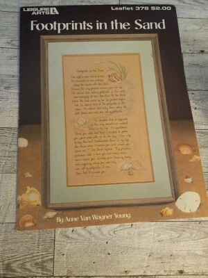 Cross Stitch Footprints in the Sand Leisure Arts Pattern Leaflet 378 VTG 1985 - Image 1 of 3