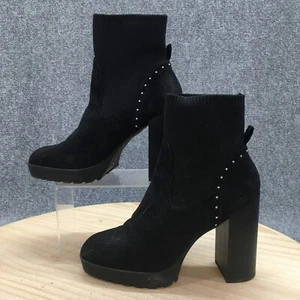 Report Boots Womens 10.5 M Ankle Booties Black Suede Pull On Heeled Studded - Picture 1 of 16