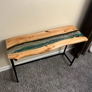 Console Table, Entryway Table, Epoxy Wood Side Table, Handmade Epoxy Table - Picture 1 of 8