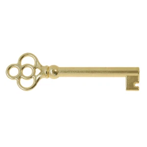 Universal Skeleton Furniture Cabinet Key Lock Polished Brass Plated 2-1/2" Long - Picture 1 of 6