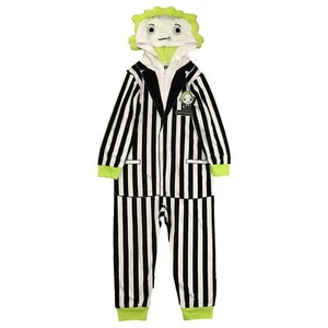Boys' Beetlejuice Union Suit - Black/White Small - Picture 1 of 2