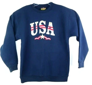 B-Wear Sports Wear Sweatshirt Blue Size L Embroidered Applique USA Vintage Ohio - Picture 1 of 6