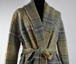 NWT Polo Ralph Lauren Size M Wool V Neck Open Sweater Coat Tie Beige Mauve Green - Picture 1 of 14