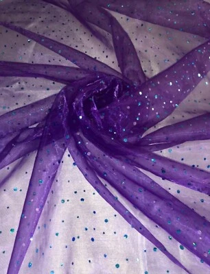 1 Meter Purple Holographic Sequin Organza Fabric 58” wide Decoration Costumes - Image 1 of 3