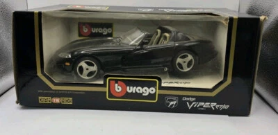Dodge Viper 1993 metal fundido a presión Burago Diamonds 1:18 negro RT/10 #3065 Foto 1 de 4