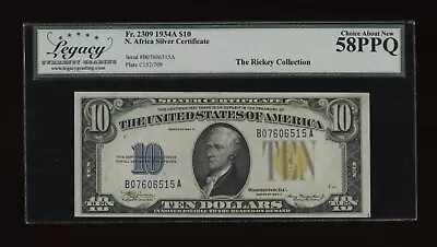 DBR 1934-A $10 North Africa Silver Fr. 2309 Legacy 58 PPQ Serial B07606515A - Image 1 of 2