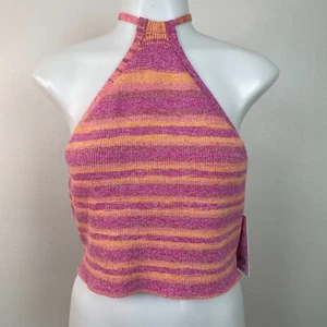 Wild Fable Crop Top XL Pink Orange Knit Halter Summer Tank Women's NWT - Picture 1 of 15