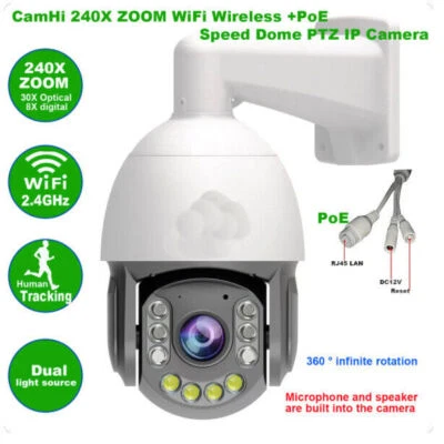 5MP Wireless 240X ZOOM IR PTZ Speed IP Camera Humanoid Recognition 2 Way Audio - Image 1 of 4