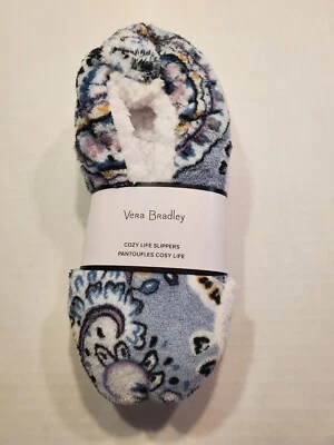 *Vera Bradley*Zapatillas Acogedoras Vida "Soft Sky Paisley" Forradas Sherpa Talla Mediana~7/8~¡Nuevas!! Foto 1 de 4