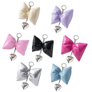 Sweet PU Leather Bowknot Heart Keychain Pendant Keyring Charm Lovely Decoration - Picture 1 of 15