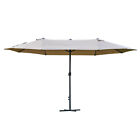 Outsunny 4.6m Garden Patio Umbrella Canopy Parasol Sun Shade W/ Base Khaki