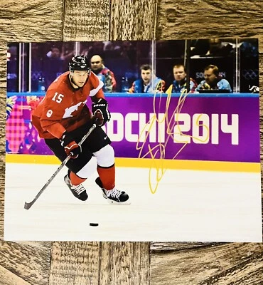 Foto firmada por Ryan Getzlaf 2014 8x10 equipo Anaheim Ducks Juegos Olímpicos de Canadá NHL Foto 1 de 4