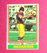 1974 Topps Football Card #345 Chris Hanburger