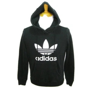 ADIDAS Boy's (Size Medium) Black Long Sleeve Hoodie Hooded Sweatshirt Spellout - Picture 1 of 4