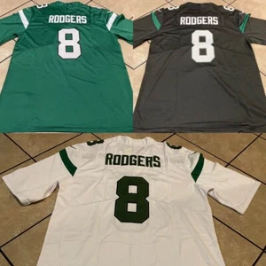 #8 Aaron Rodgers New York Jets Black/Green/White Mens Jersey Size M-2XL - Picture 1 of 7