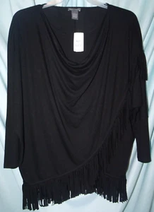 Chelsea & Theodore Solid Black Layered Long Sleeve Knit Tunic Sweater Size L NWT - Picture 1 of 3