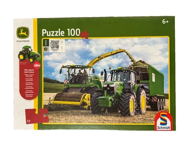 Schmidt Jigsaw Puzzle 56315 100 Pieces "John Deere Tractor 6195M and Forage Harvester 8500i" - Image 1 of 4