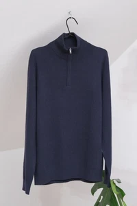 Reiss Royal Luxus Kaschmir Herren dunkelblau 1/4 Zip Pullover Pulli Gr. M - Bild 1 von 14