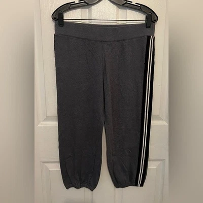 MONROW Women’s Dark Gray Side Stripe Cropped Sweatpants Size M - Image 1 of 4
