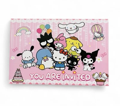 Tarjetas de invitación de fiesta de cumpleaños para niños de 24 quilates con sobres, niñas, personajes de San Río Foto 1 de 3