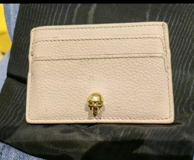Alexander McQueen CARD HOLDER Beige Leather Skull Wallet - Image 1 of 2