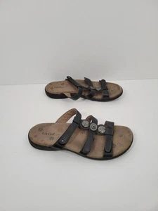 Taos Prize 4 Slip On Black Leather Stappy Comfort Sandals Womens Size US 8 - Picture 1 of 6