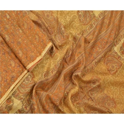 Saris Sánskriti Vintage 100% Seda Pura Acolchado Fieltro Artesanal Tela Estampado Sari Foto 1 de 4