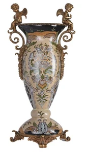 Ormolu Gefäß 50cm Französische Barock Prunkvase Krakelee Porzellan Amoretten - Bild 1 von 5