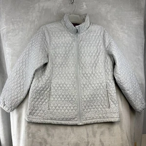 Giacca Lands' End donna 1X grigio chiaro trapuntata PrimaLoft isolata full zip - Foto 1 di 13