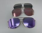 3 pac Aviator Mirror Reflective Lenses Silver Metal Frame Women Sunglasses Shade